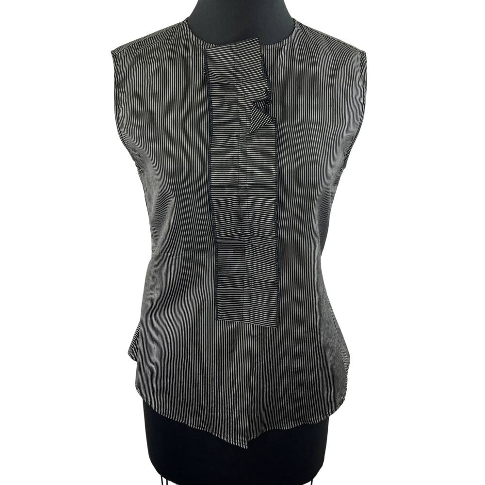 Ter Et Bantine Black White Striped Sleeveless Button-Down Blouse Sz EU 44/US 14